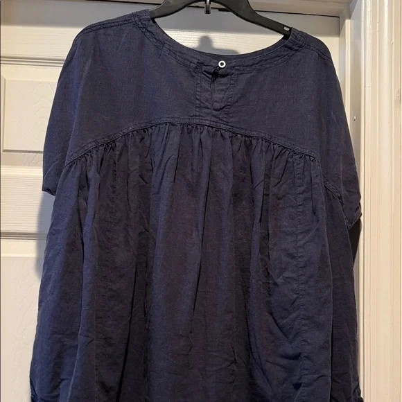 We The Free Navy Oversized Small Babydoll Flowy Relaxed Fit Pockets Linen Blend - Picture 13 of 15